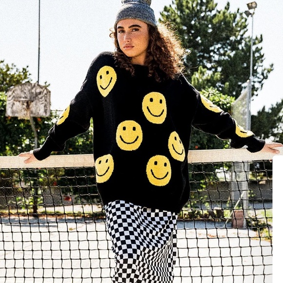Dressed In Lala Have Fun Oversized Smile Knit - L - Picture 2 of 6